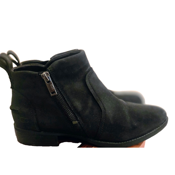 UGG Aureo II Waterproof Suede Side Zip Ankle Boot Black Size 8 - Picture 6 of 9